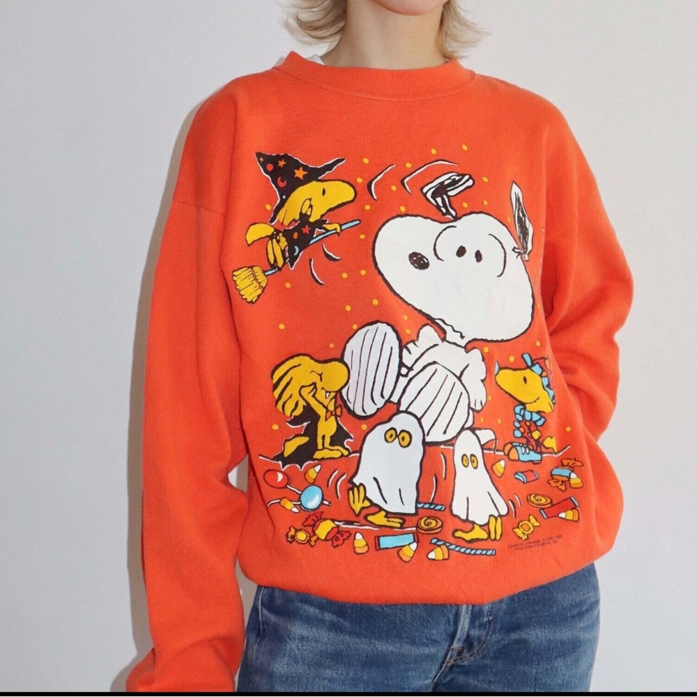 Vintage Snoopy Woodstock Halloween Peanuts sweatshirt 1971 Orange crewneck